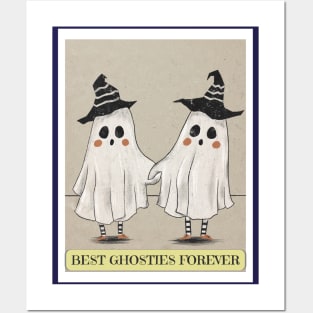 Best ghosties forever funny retro halloween best friends costumes saying Posters and Art